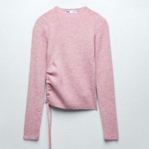 New Zara Side Gathered light pink Sweater, size Small - Picture 5 of 6